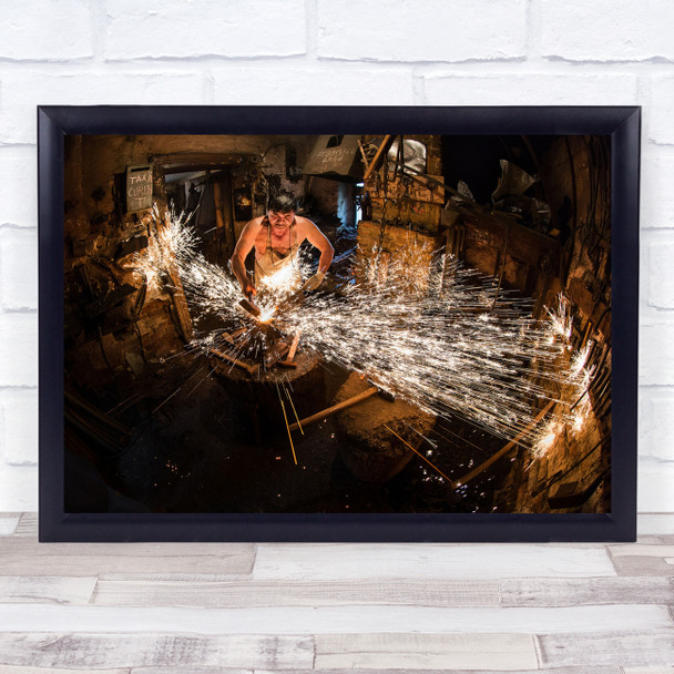 Blacksmith Village Photojournalism Romania The Iron Man ! Wall Art Print