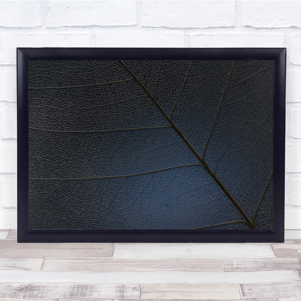 Leaf Macro Leaves Abstract Graphic Pattern Blue Landscape Wall Art Print
