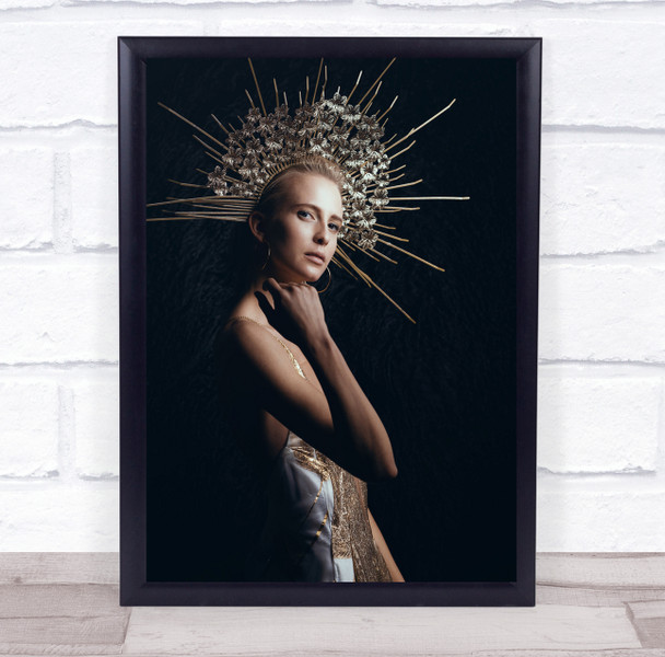 Not An Abstract Again! golden dress woman spiked headwear Wall Art Print Not An Abstract Again! golden dress woman spiked headwear Wall Art Print