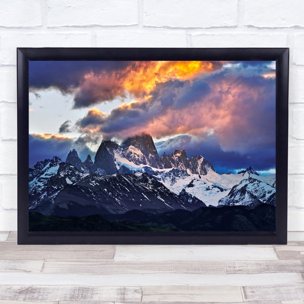 Patagonia Snow Mountain Smoking Chalten Elchalten Sunrise Wall Art Print