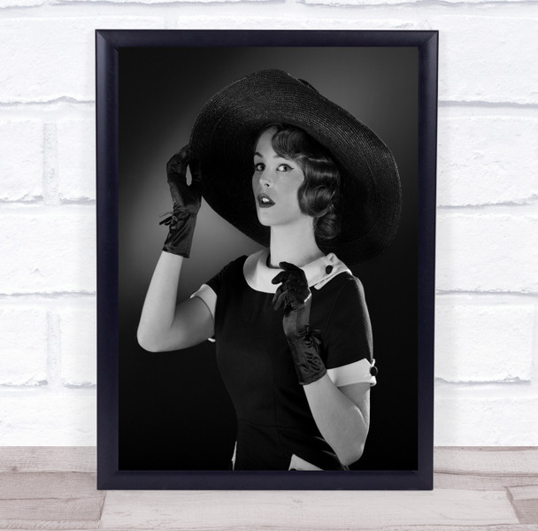 Portrait Black White Elegance Model Fifties Beauty French Wall Art Print