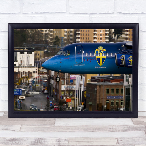 Street Plane Sweden Airlines Football City Town Buildings Wall Art Print
