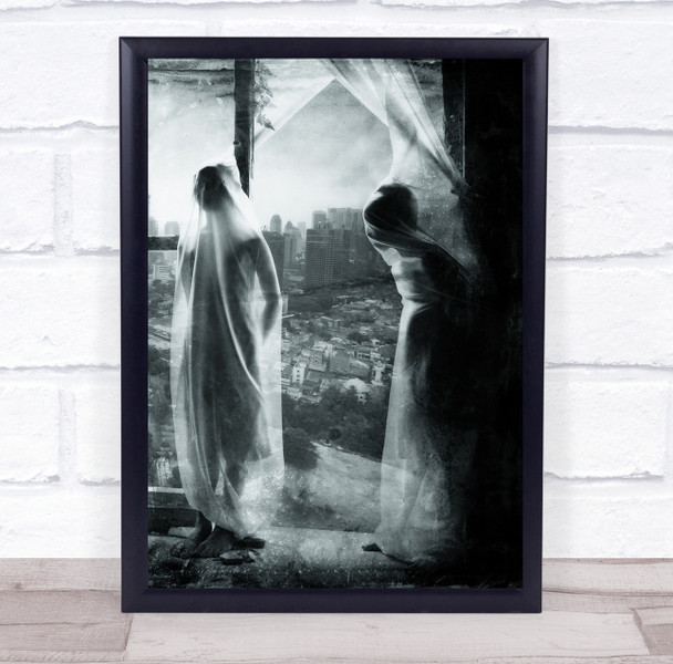 After The Midnight eerie spooky people wrapped in sheets Wall Art Print