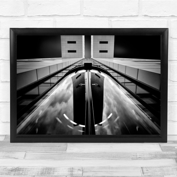 Architecture Modern Reflection Perspective Black & White Wall Art Print