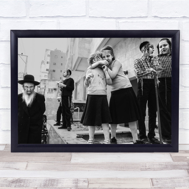Bnei Brak Children Whisper people street black and white Wall Art Print Bnei Brak Children Whisper people street black and white Wall Art Print