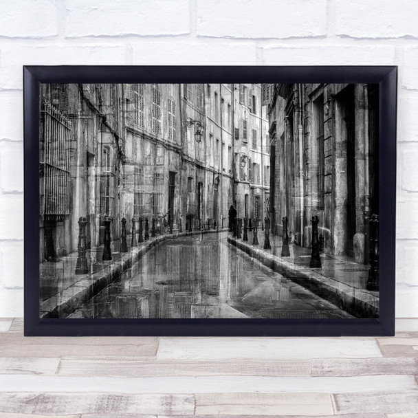 Creative Edit Reflective Street black and white building Wall Art Print