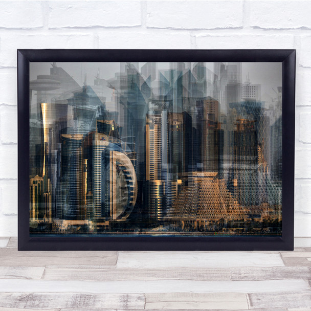 Double Exposure Creative Edit Cityscape Urban Metropolis Wall Art Print