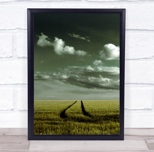 Field Tracks Landscape Denmark Simple Empty Filter Toned Wall Art Print