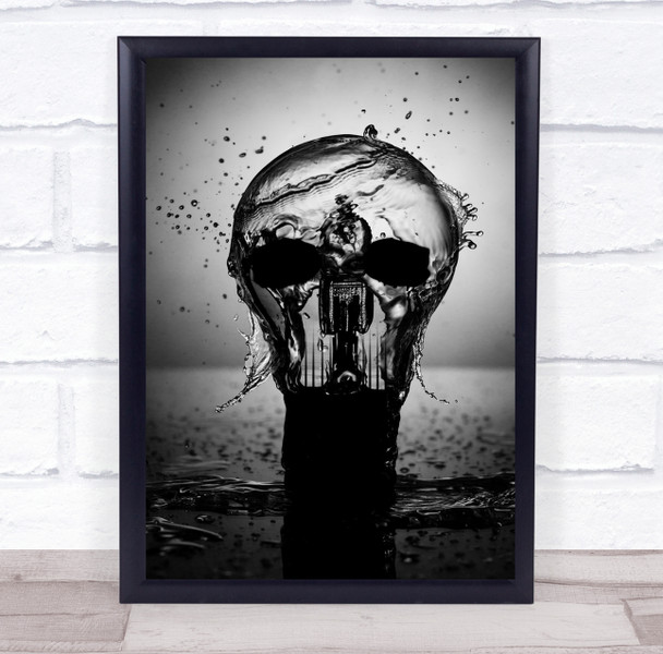 Skull Life Way Death Water Splash Drops Bulb Transparent Wall Art Print