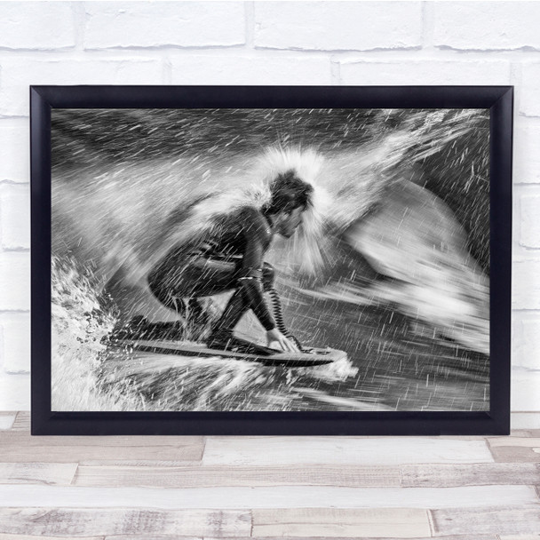 Waves Surfer Tempest Corchero Noja Cantabria Spain Drama Wall Art Print