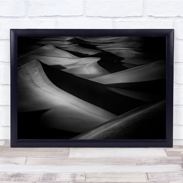 Landscape Black Zigzags Sand Dunes Waves Black Mood Light Shadow Print