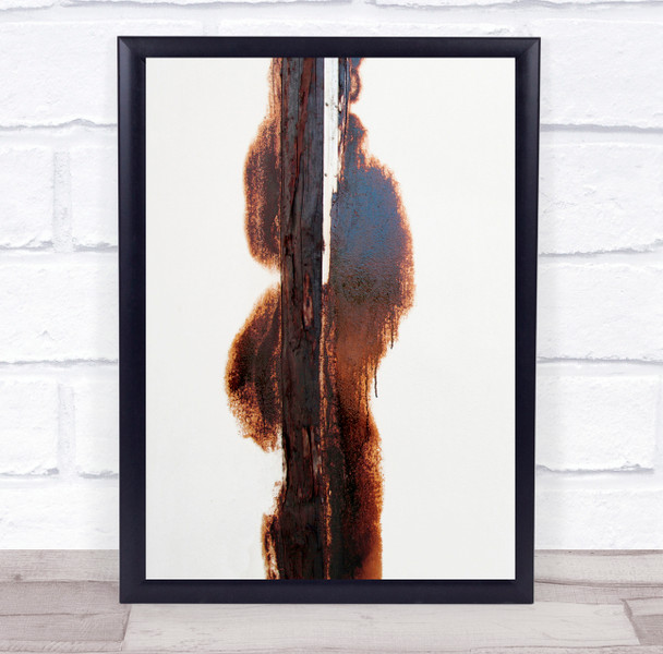 Woman Painting Brown Wood Wall Composition In And White Wall Art Print