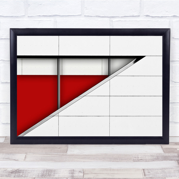 Abstract Facade Red White Shadow Architecture Triangle Wall Art Print