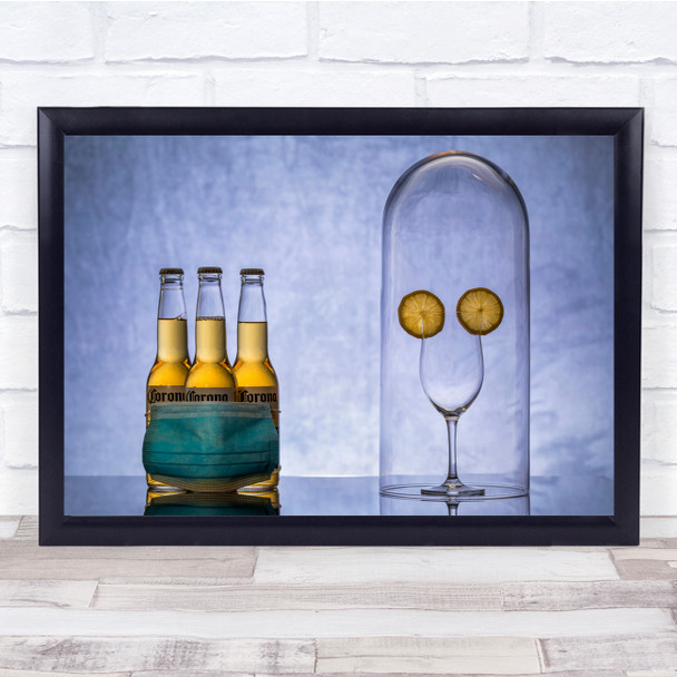 Corona Pandemic Humour Face Mask Still life distancing Wall Art Print