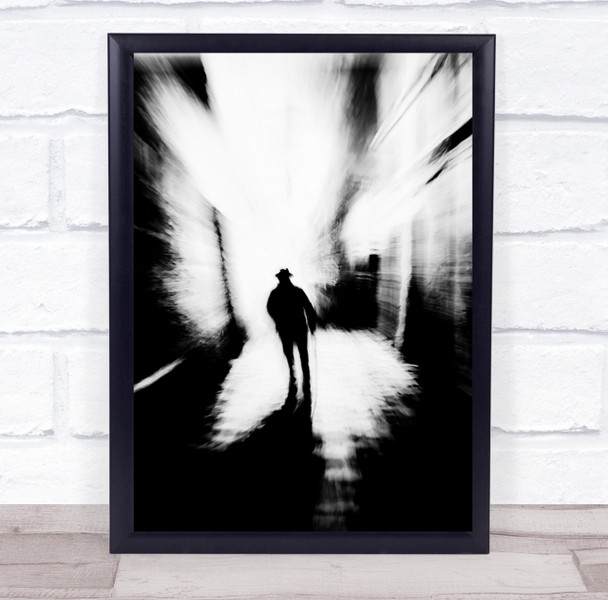 Street Black and white In And Out people blurry motion Wall Art Print