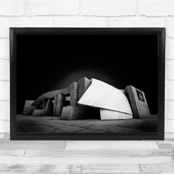 Architecture Abstract Concrete Building Black & White Wall Art Print