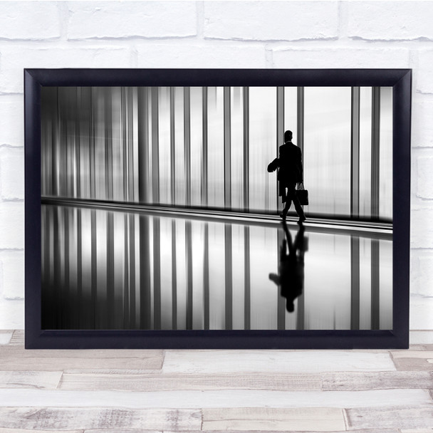 Walk Walking Person Stripes Lines Reflection Business Wall Art Print