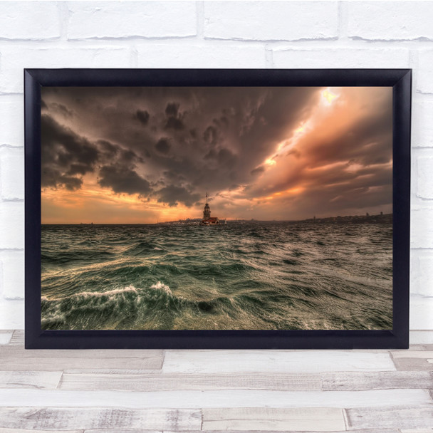 Water Sea Ocean Lake Tower Landscape Seascape Maidens Wall Art Print