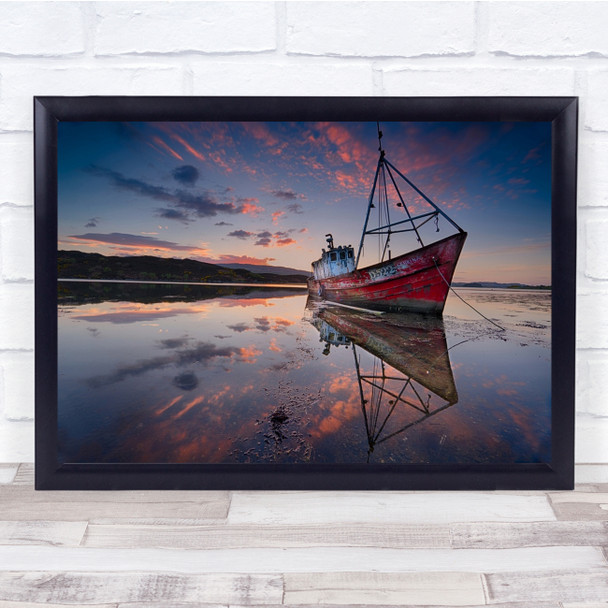 Boat Wreck Mulroy Bay Donegal Ireland Milford Sunset Wall Art Print