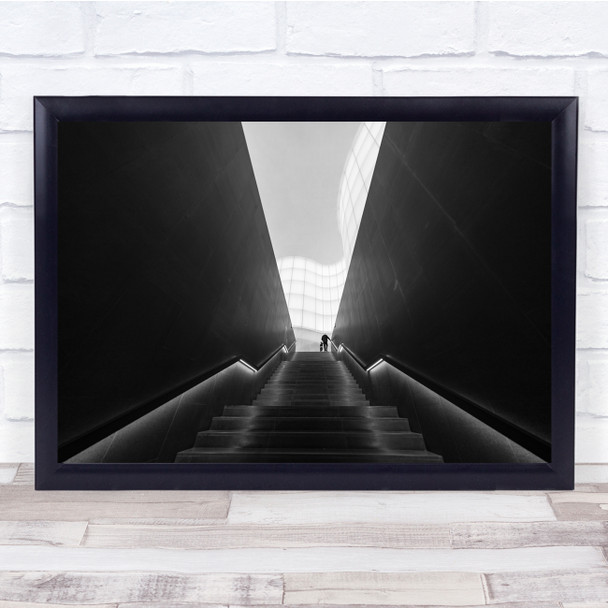 Italy Urban Street Modern architecture Black & White Wall Art Print