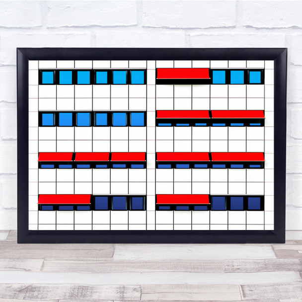 Landscape Red Blue Abstract Geometric Awning Windows Wall Art Print