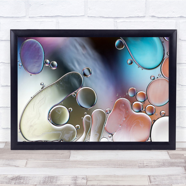 Oil Water Colour Macro Close-Up Liquid Floating Pink Wall Art Print