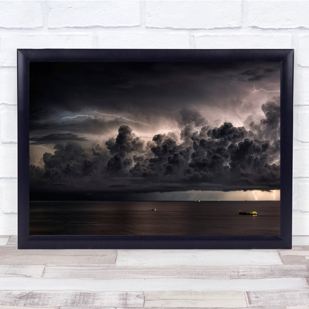 Storm Mediterranean Sea Ships Lightnings Clouds Boat Wall Art Print Storm Mediterranean Sea Ships Lightnings Clouds Boat Wall Art Print