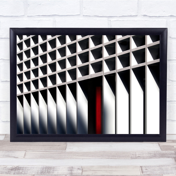 Abstract Architecture Red Lines Grid Pattern Blocks Wall Art Print