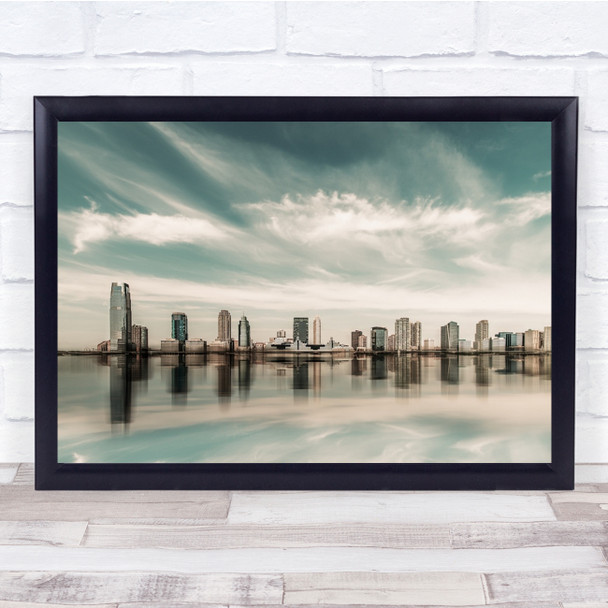 Architecture Modern Reflection New Jersey River USA Wall Art Print