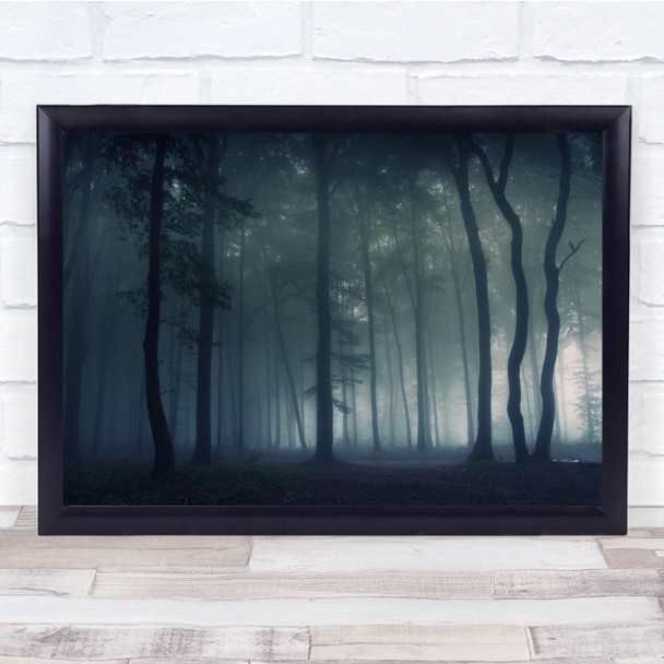 Forest Fog Darkness Mist Landscape Mysterious Trees Wall Art Print