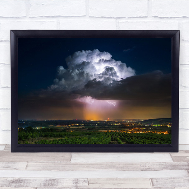 Landscape Lightning Thunder Night Cloud Cumulus sky Wall Art Print