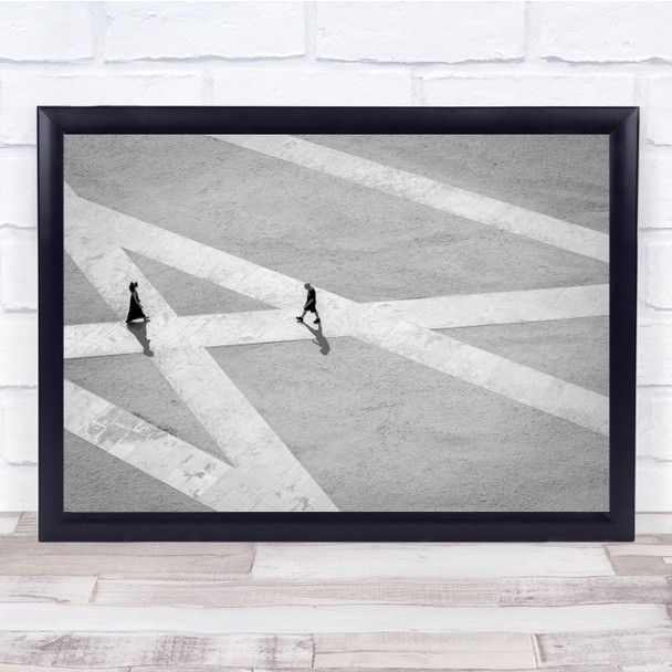 Man Woman Road Path Walk Opposite Strangers Coimbra Wall Art Print