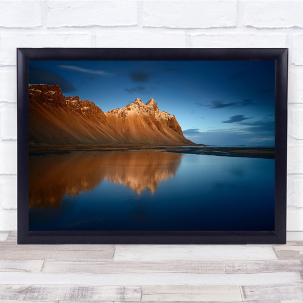 Mountains Coast Ridge Hills Reflection Lake Iceland Wall Art Print