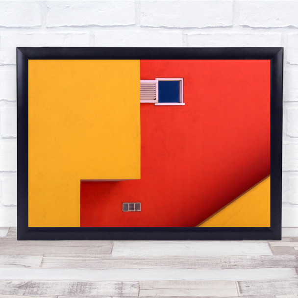 Red Yellow Wall Window Geometry Shapes Architecture Wall Art Print