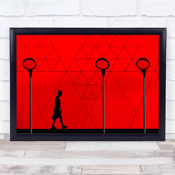 Abstract Architecture Woman Red Museum Street Lamp Wall Art Print