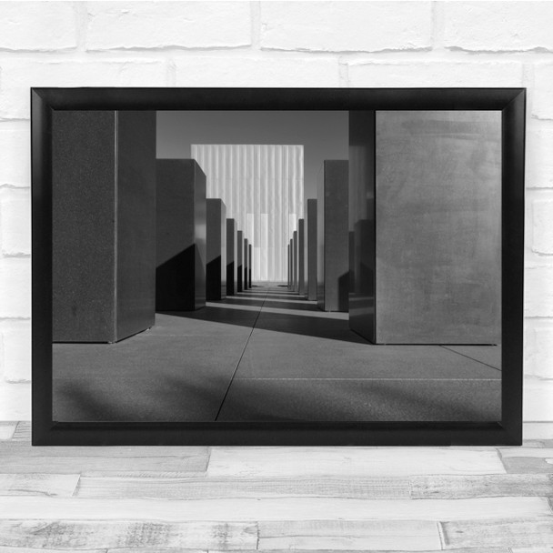 Architecture Monument Cubes Black & White Panorama Wall Art Print