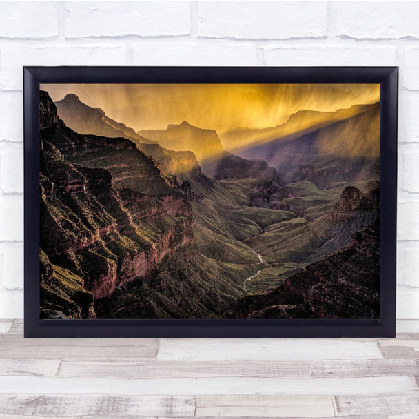 Canyon Deep Dramatic Sunset sunrays Erosion Layers Wall Art Print