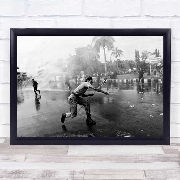 Chaos Man throwing Knife people running palm trees Wall Art Print Chaos Man throwing Knife people running palm trees Wall Art Print