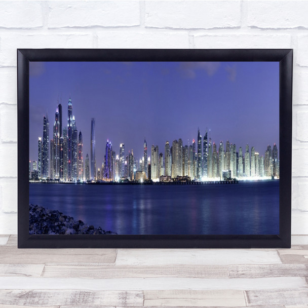 Dubai Marina Panorama Cityscape Night Architecture Wall Art Print