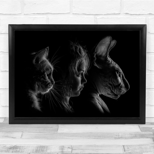 Evolution Dark Face Creative Profile Black & White Wall Art Print