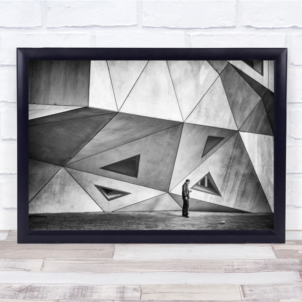 Man Bird Triangle Museum Lines Unhinged Israel Tel Wall Art Print