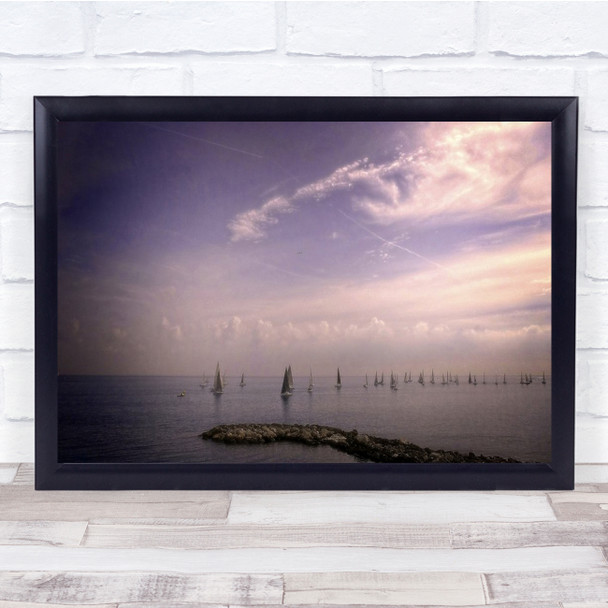 Painterly Pink pastel Landscape Ocean Sea Seascape Wall Art Print