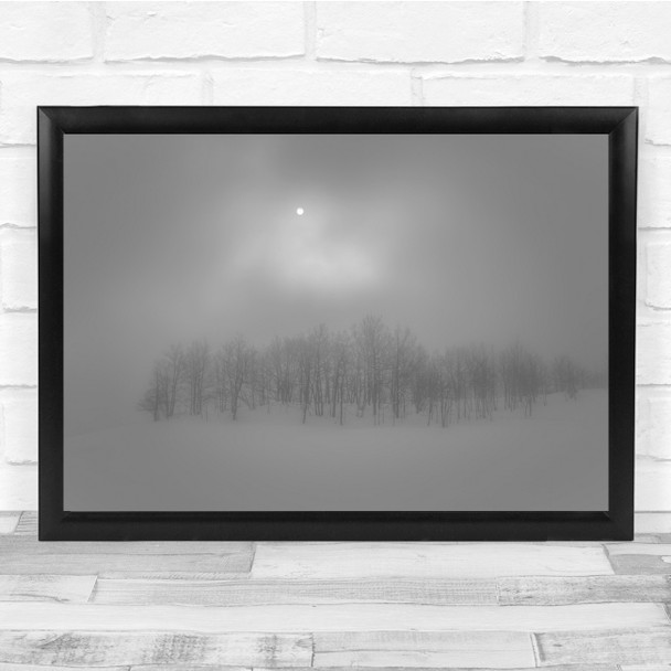 Sun Trees Mist Haze Winter Black & White Landscape Wall Art Print