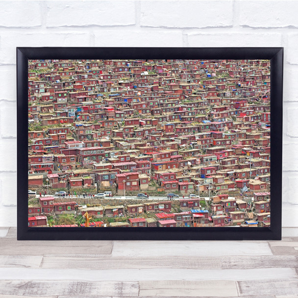 Architecture Houses Crowded Tight Chaotic Village Wall Art Print