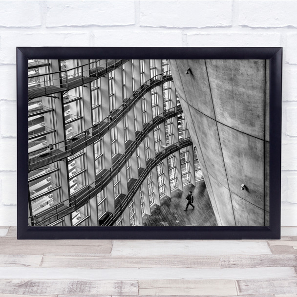 architecture windows balcony swerve Black & White Wall Art Print