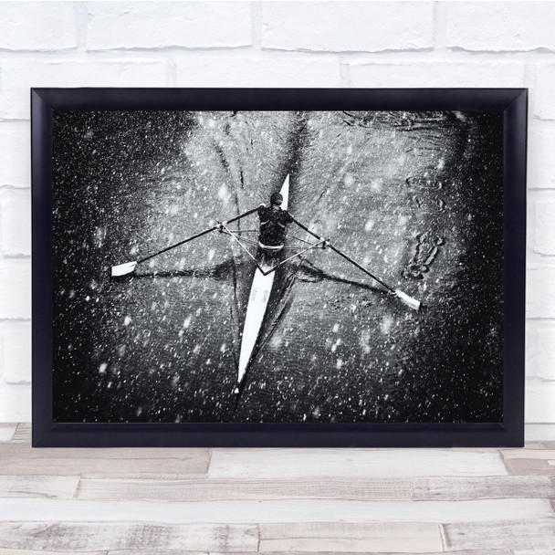 Boat Sport Water Snowfall Winter Weather Blizzard Wall Art Print
