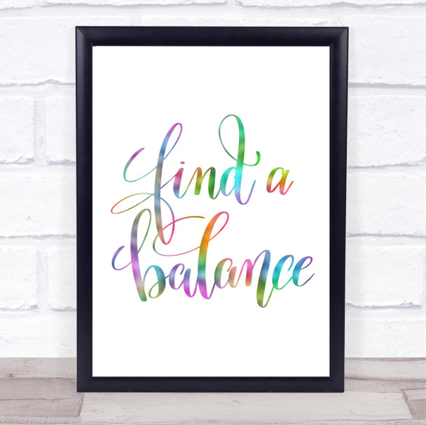 Find A Balance Rainbow Quote Print Find A Balance Rainbow Quote Print