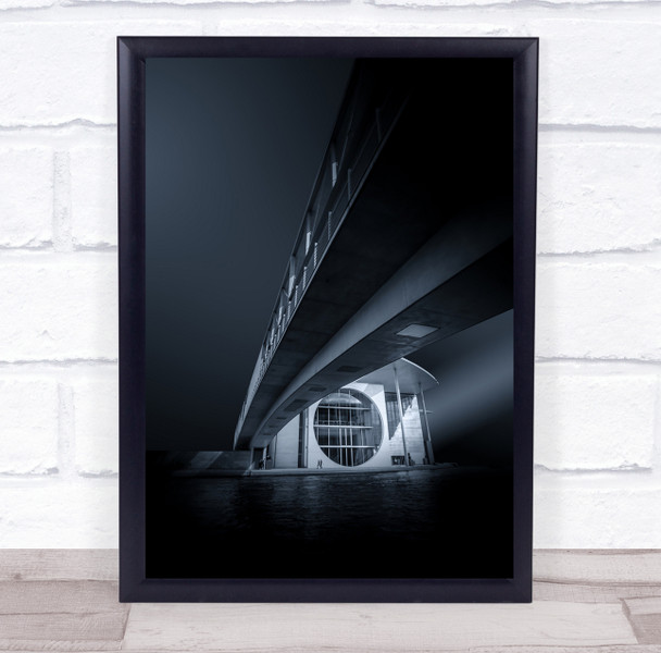 Government District building and bridge dark blue Wall Art Print