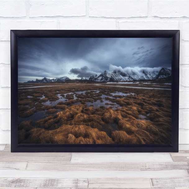 Landscape Mountains Snow Winter Water Marsh Swamp Wall Art Print