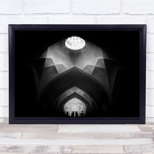 Architecture Dark Ceiling Skylight Black & White Wall Art Print